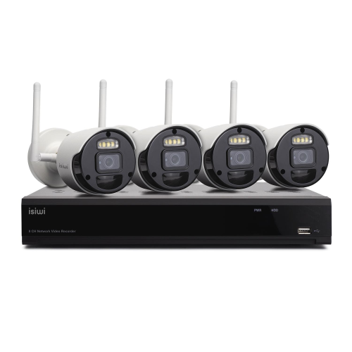 KIT WIRELESS ISIWI CONNECT4 ISW-K1N8BF2MP-4 GEN1 - NVR 8 CANALI + 4 TELECAMERE IP 1080P 2MPX WIRELESS CON FUNZIONE PIR