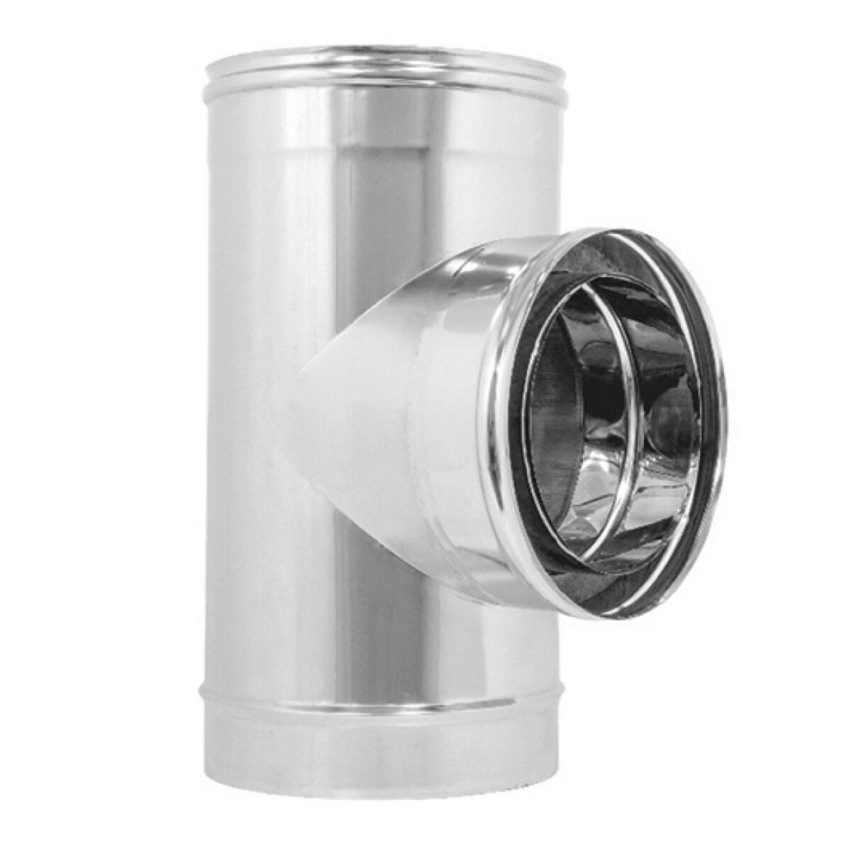 Raccordo a tee 90 doppia camera acciaio inox 304 d.80/130