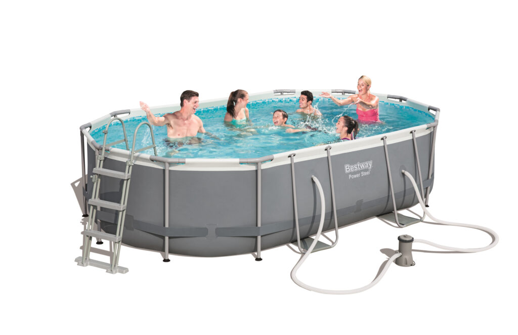 PISCINA C/TELAIO E POMPA OVALE 488X305XH107 CM 56448