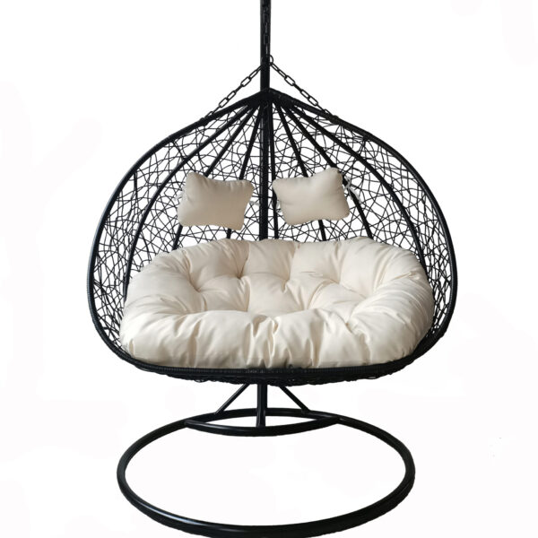 POLTRONA SOSPESA IN ACCIAIO E POLYRATTAN CM200X120
