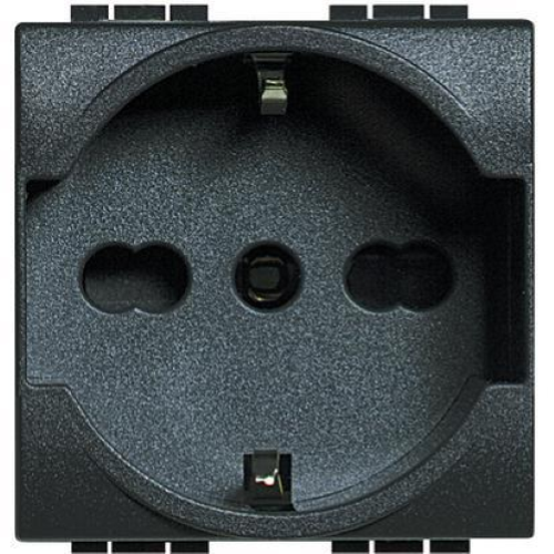 PRESA UNEL E BIPASSO 10/16A BTICINO LIVING LIGHT - ANTRACITE