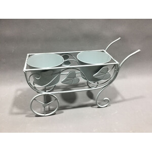 C FIORIERA 2 POSTI C/RU 48X19X31CM AZZURRO CH EPOQUE