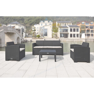 C SET 4 PZ SALOTTO C/DIVANO 3P GRAFITE NATUR TRIO